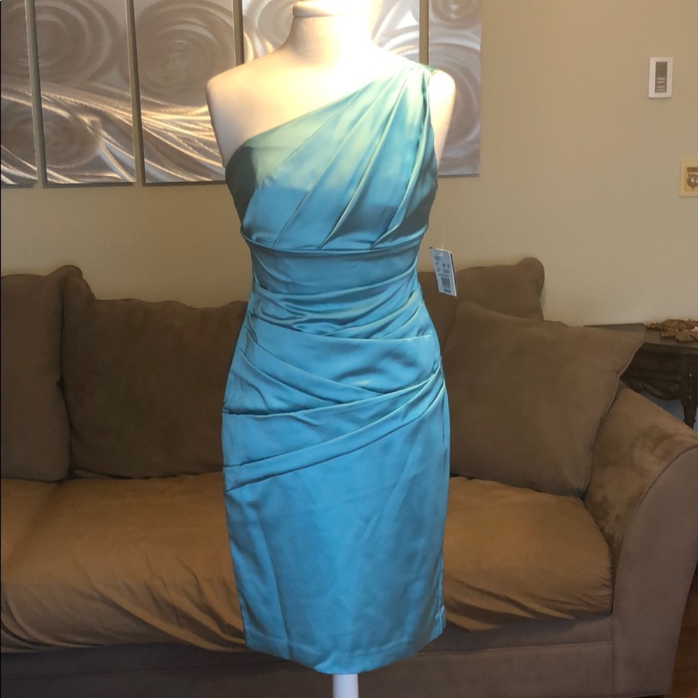 Davids bridal size 6 stretch satin color pool